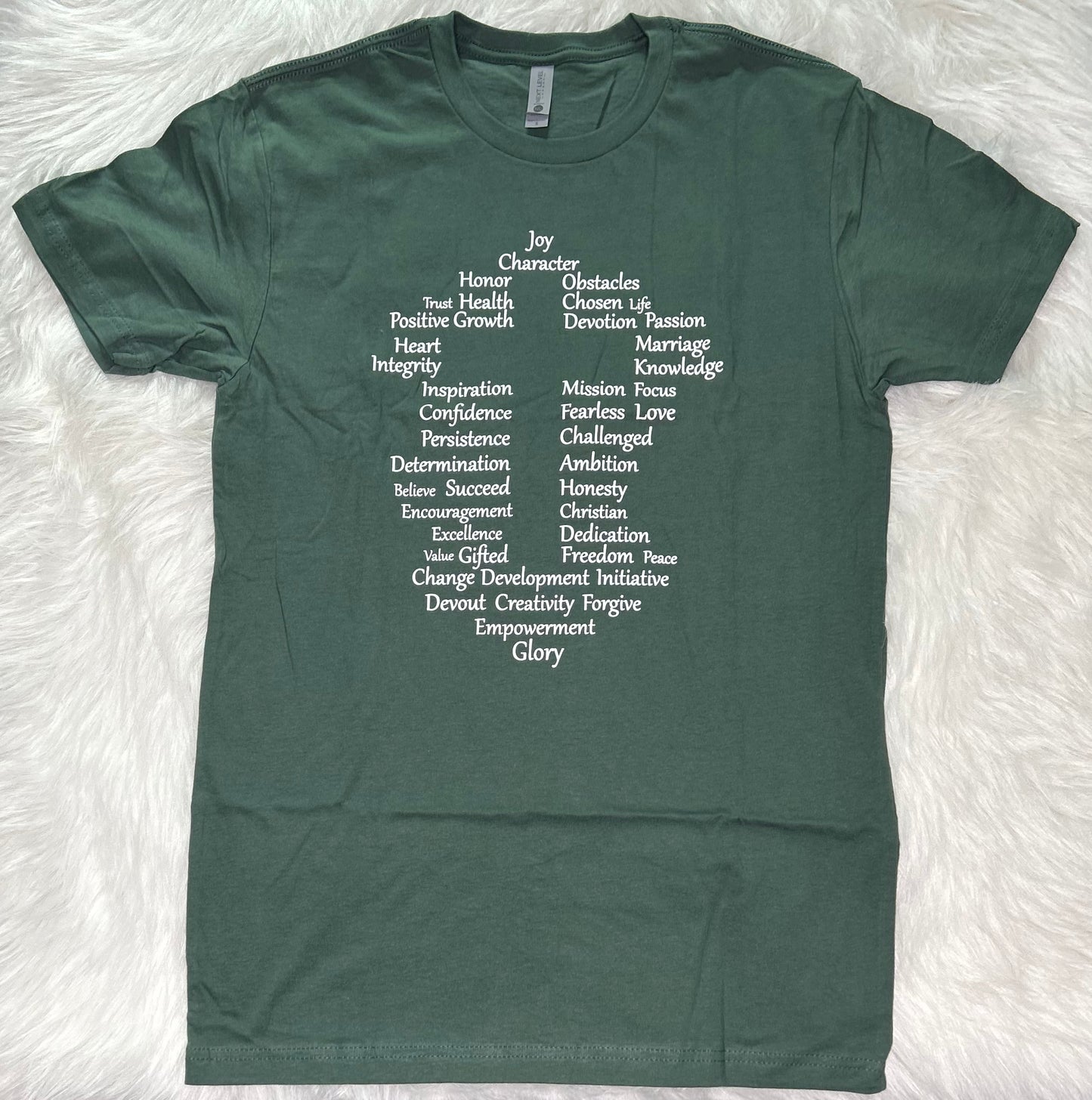 Inspirational Cross: white Letter T-Shirt